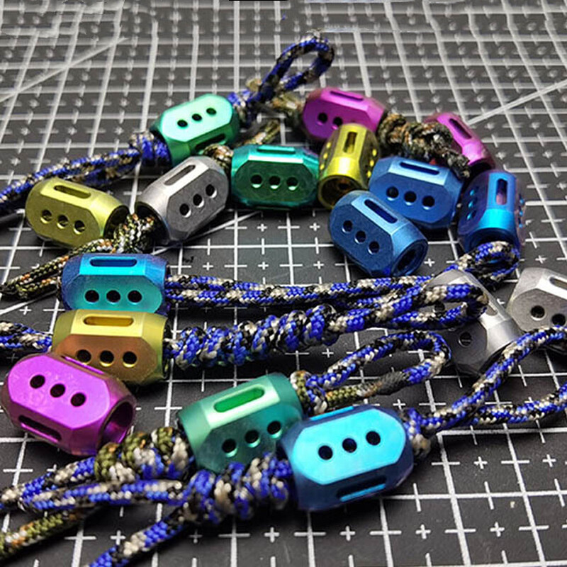 Titanium Alloy Knife Bead Cool DIY Pendant Lanyard Beads EDC Umbrella Rope Tools
