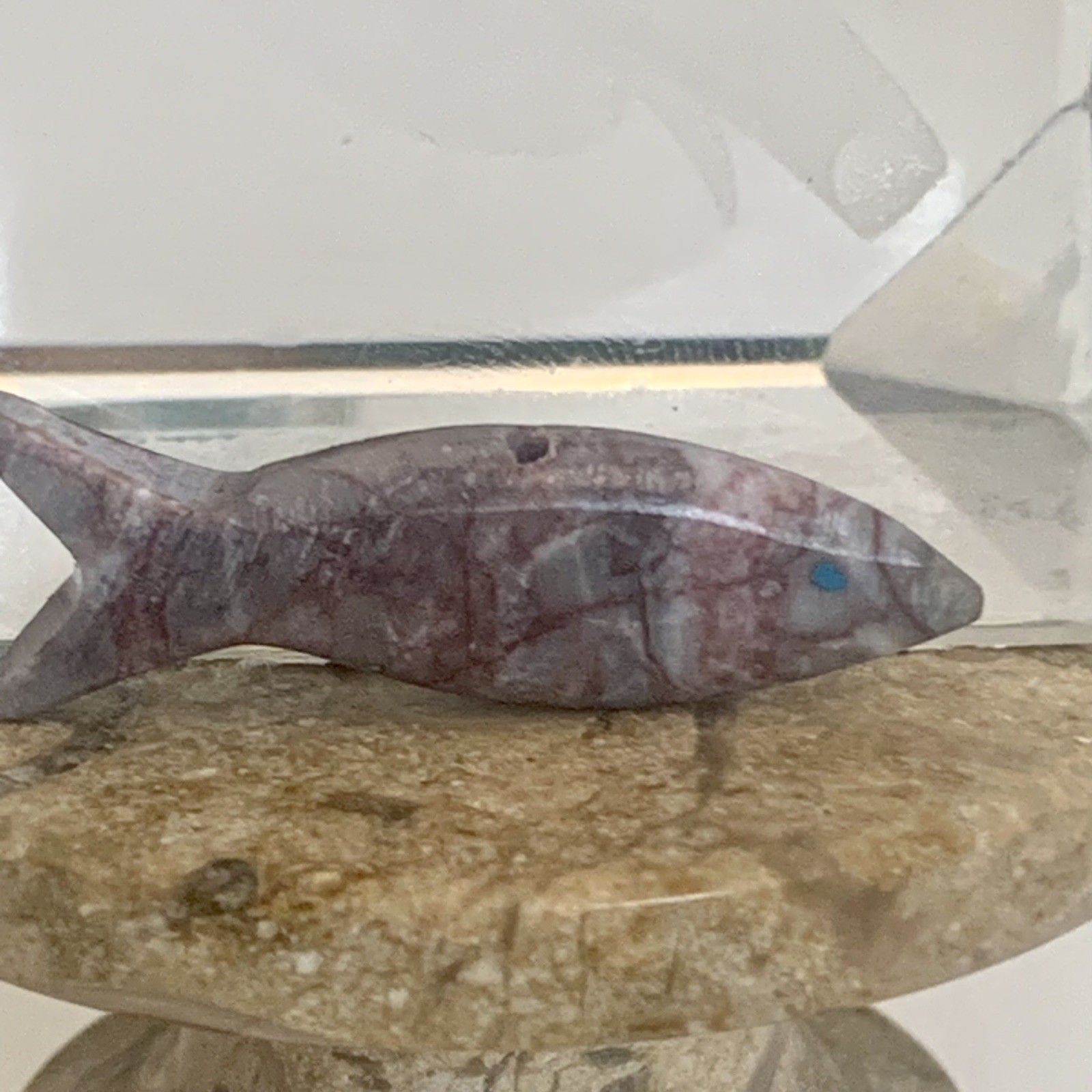 Zuni Style Fish Fetish Bead Drilled Stone Native American Mini Animal Carving 1″