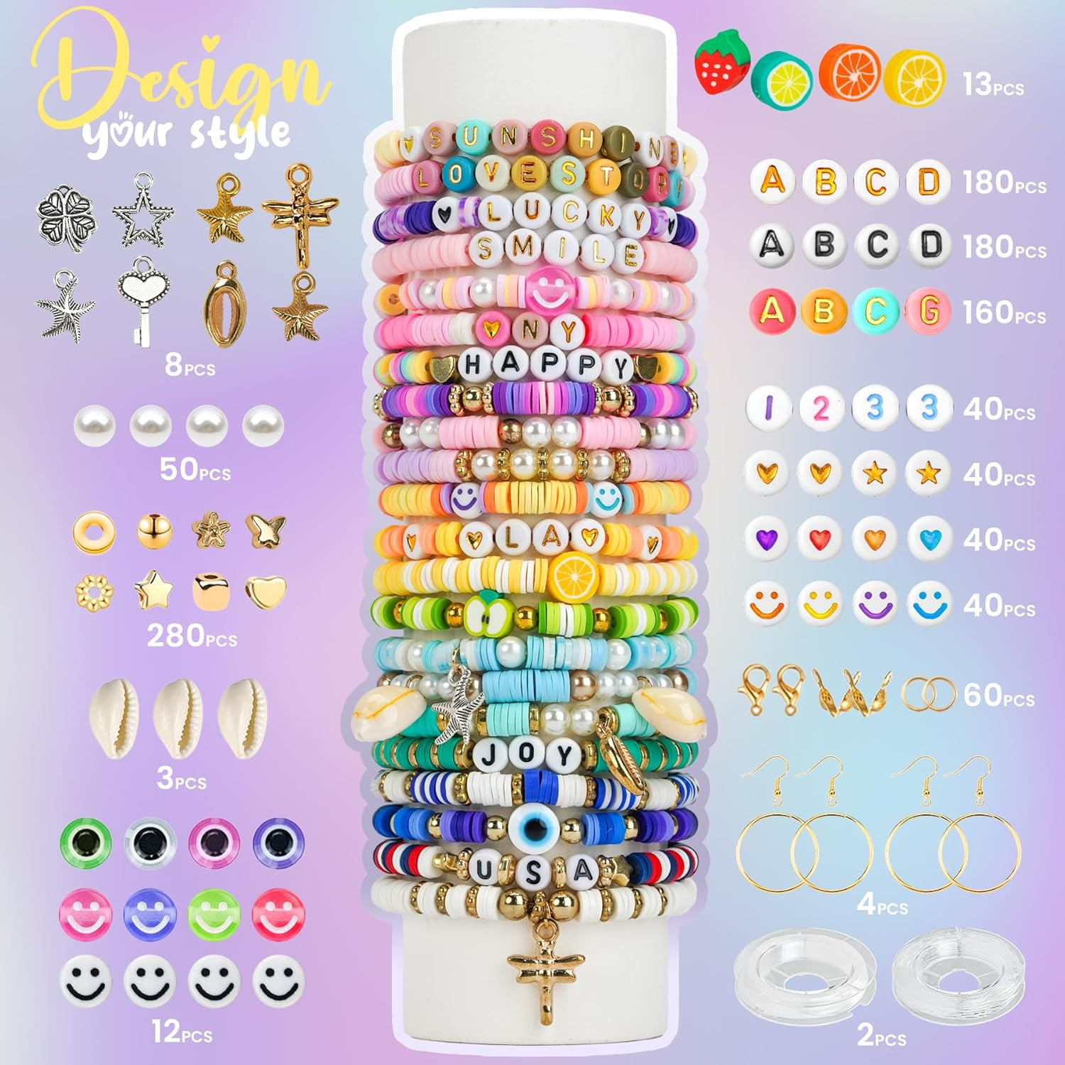 Sunlode 30,000Pcs Clay Beads Bracelets Making Kit, Beads for Bracelets 6 Boxes B