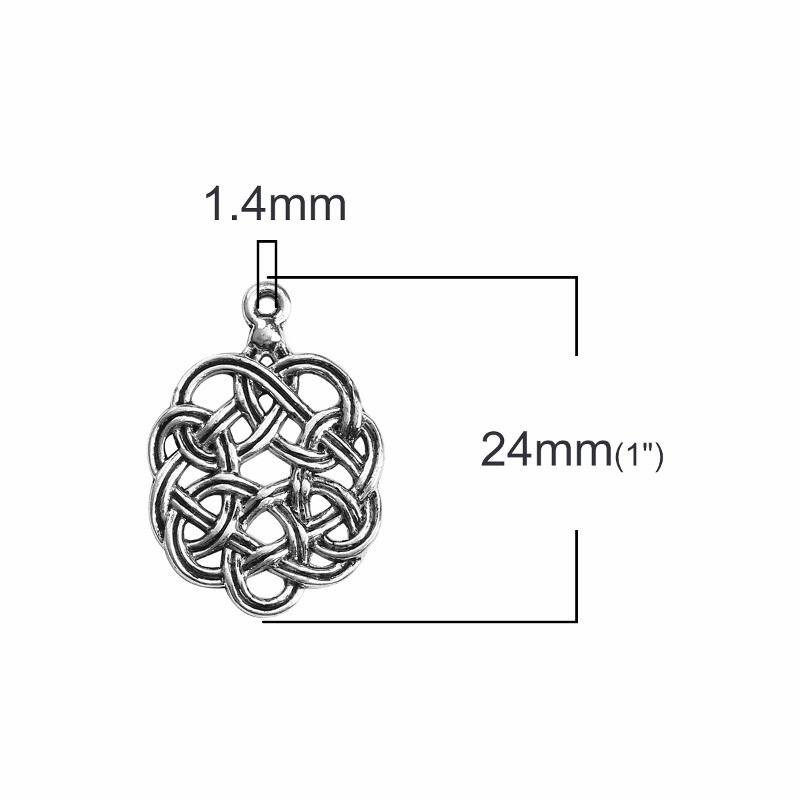 Celtic Knots 24mm Antiqued Silver Plated Pendant Charms C7170 – 10, 20 Or 50PCs