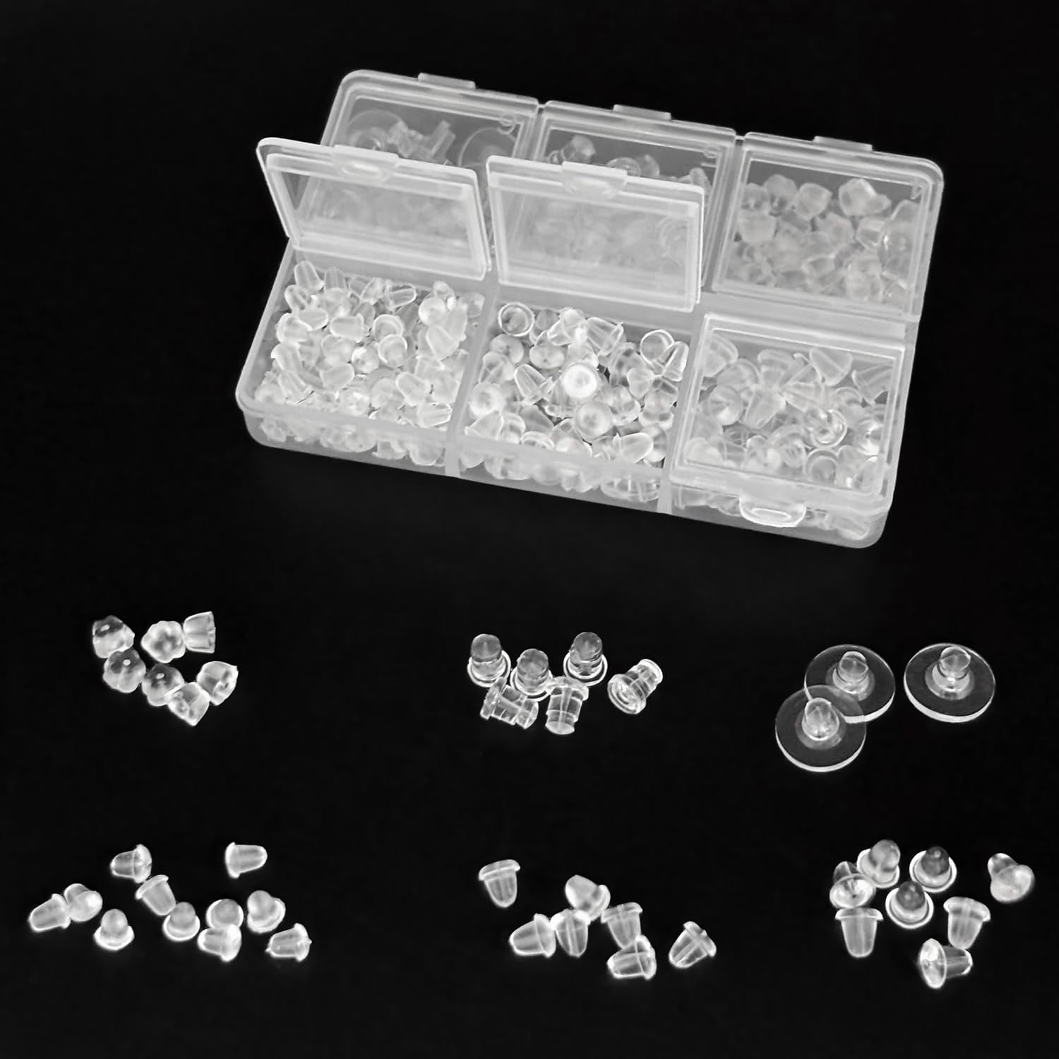 6 Styles Earring Backs for Studs, Metal Silicone Earring Backs Replacements, Rub