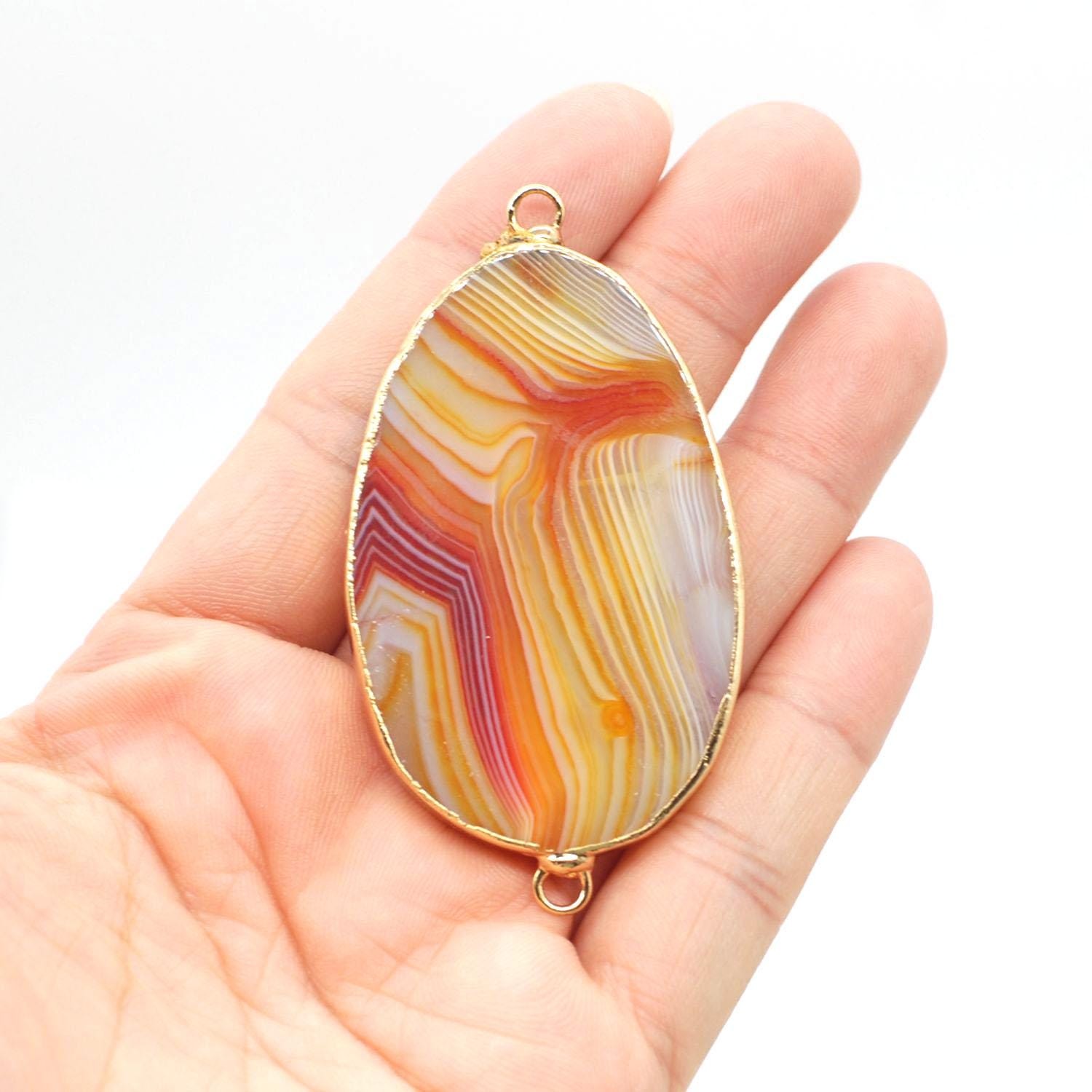 1PC Gold Plated Large Irregular Shape Genuine Gemstone Connector NBHK105-H