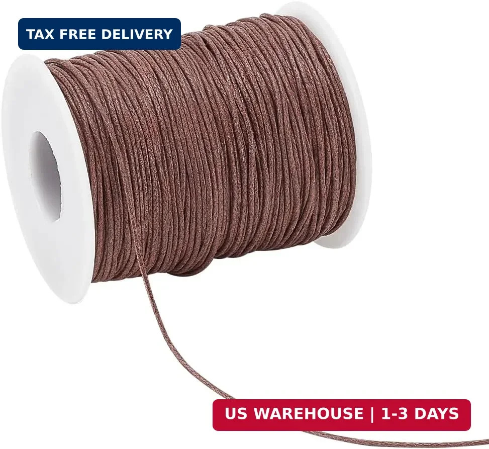 PH PandaHall 1mm Brown Waxed Cotton Cord 100 Yards Thread Jewelry Craft String
