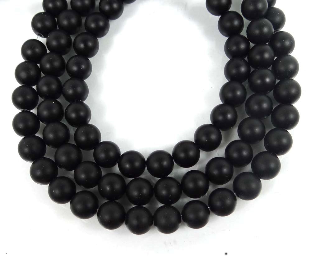 8mm Matte Black Onyx Round Beads (24)