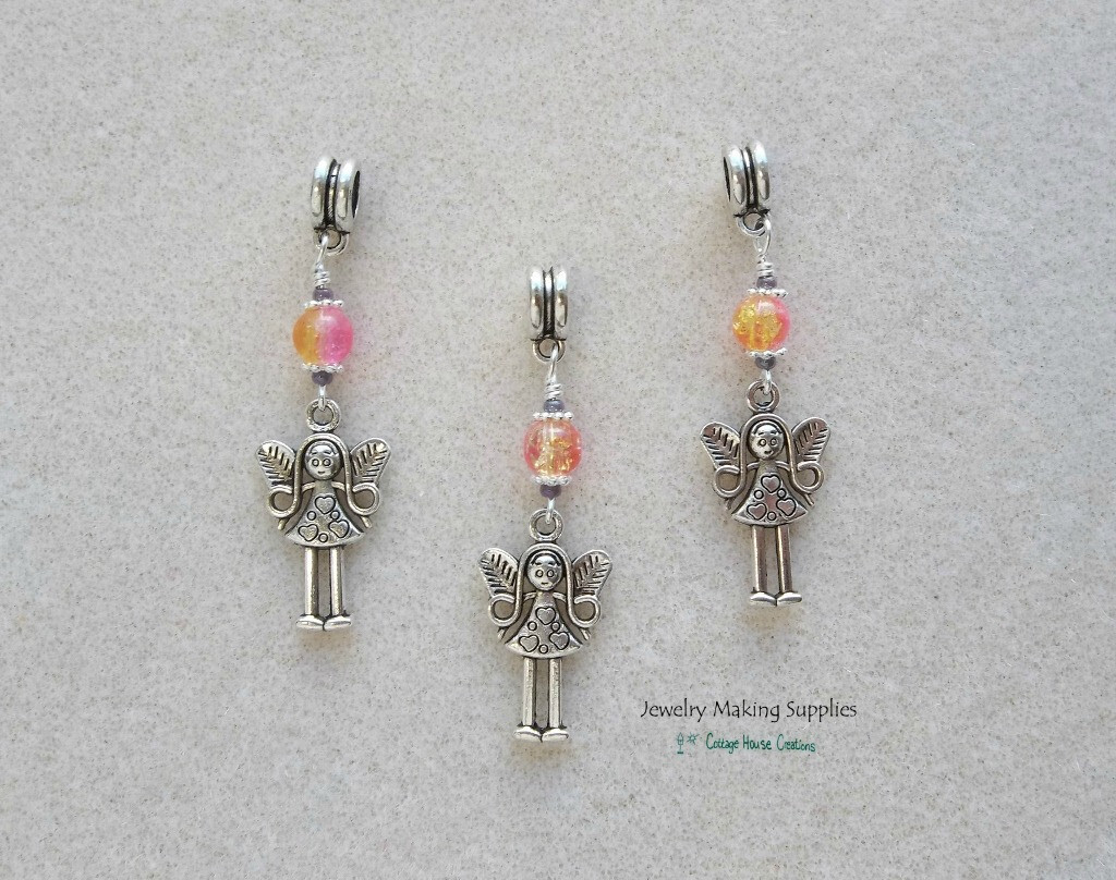 Fairy Girl Dangle Beaded Charms for DIY Jewelry Adult Crafting Large Hole Bead