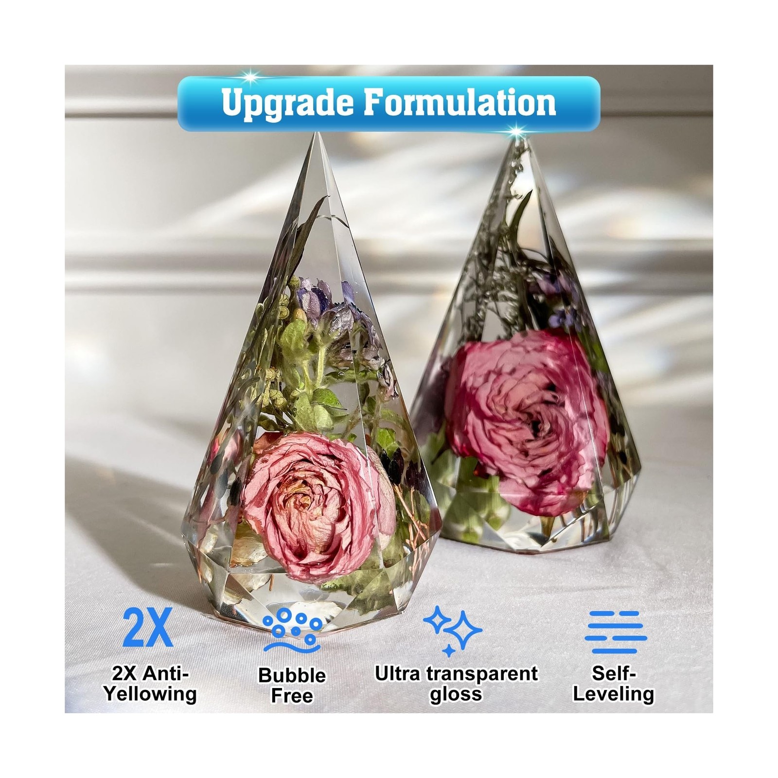 Epoxy Resin 4 Gallon, Upgraded Crystal Clear Resin Epoxy Food Safe, Self Leve…