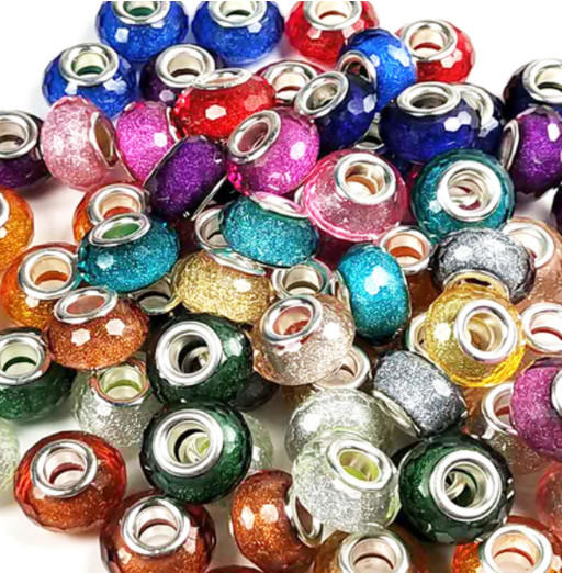 200pcs resin color powder large hole Beads Fit Charms European Bracelet Crafts