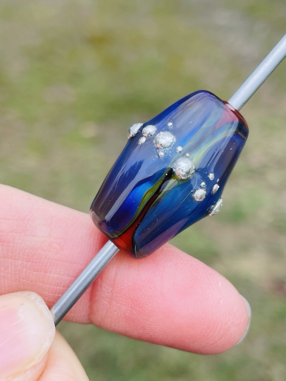 Lampwork Glass Focal Bead HANDMADE Lampwork Bead Artisan Made With Fine Silver