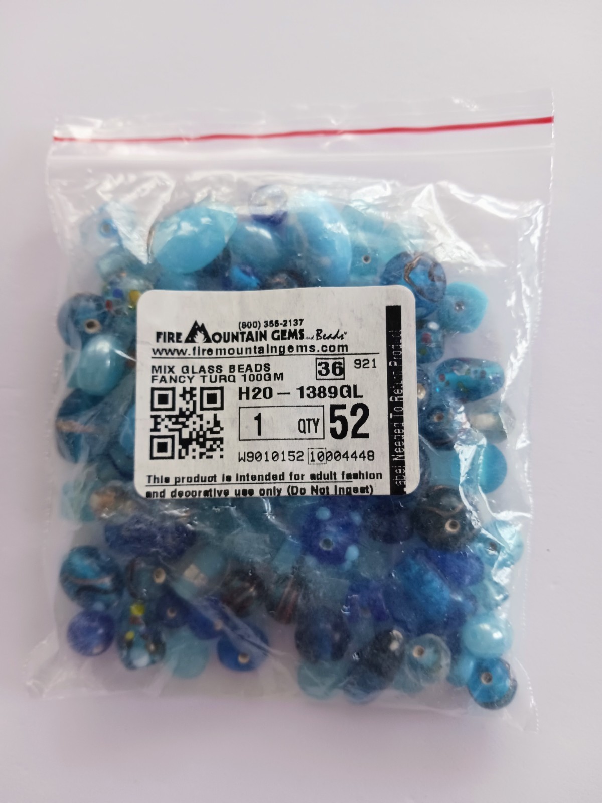 Fire Mountain Gems Glass Beads Mix -Turquoise Blue With Fancy Finish – NEW