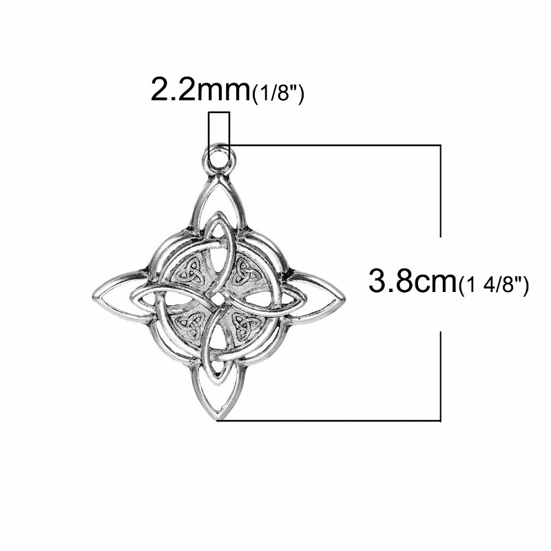 Celtic Triquetra 38mm Antiqued Silver Plated Pendants C9210 – 2, 5 Or 10PCs