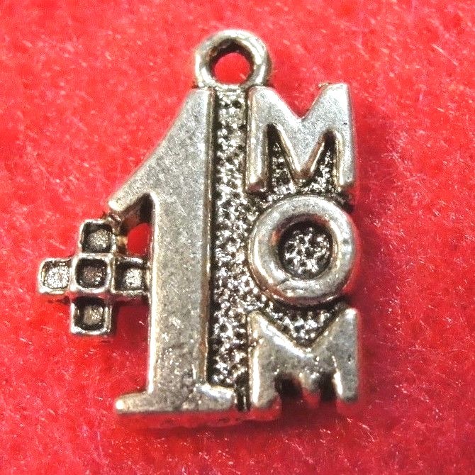 10Pcs. Tibetan Silver ” #1 MOM” Charms Pendants Earring Drops Findings PR284