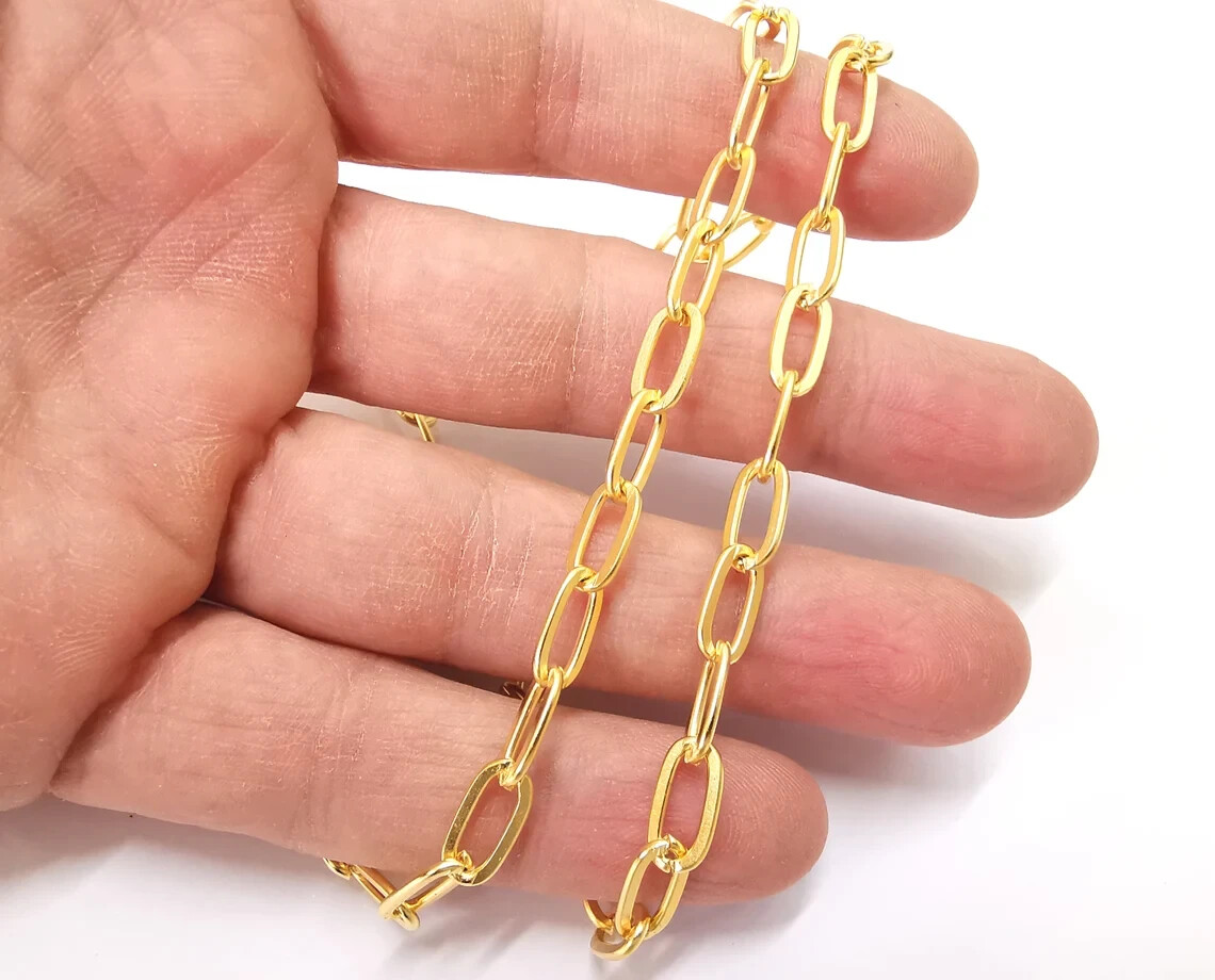 Oval Cable Matte Gold Plated Chain (12x6mm) 1 Meter – 3.3 Feet jewelry Parts