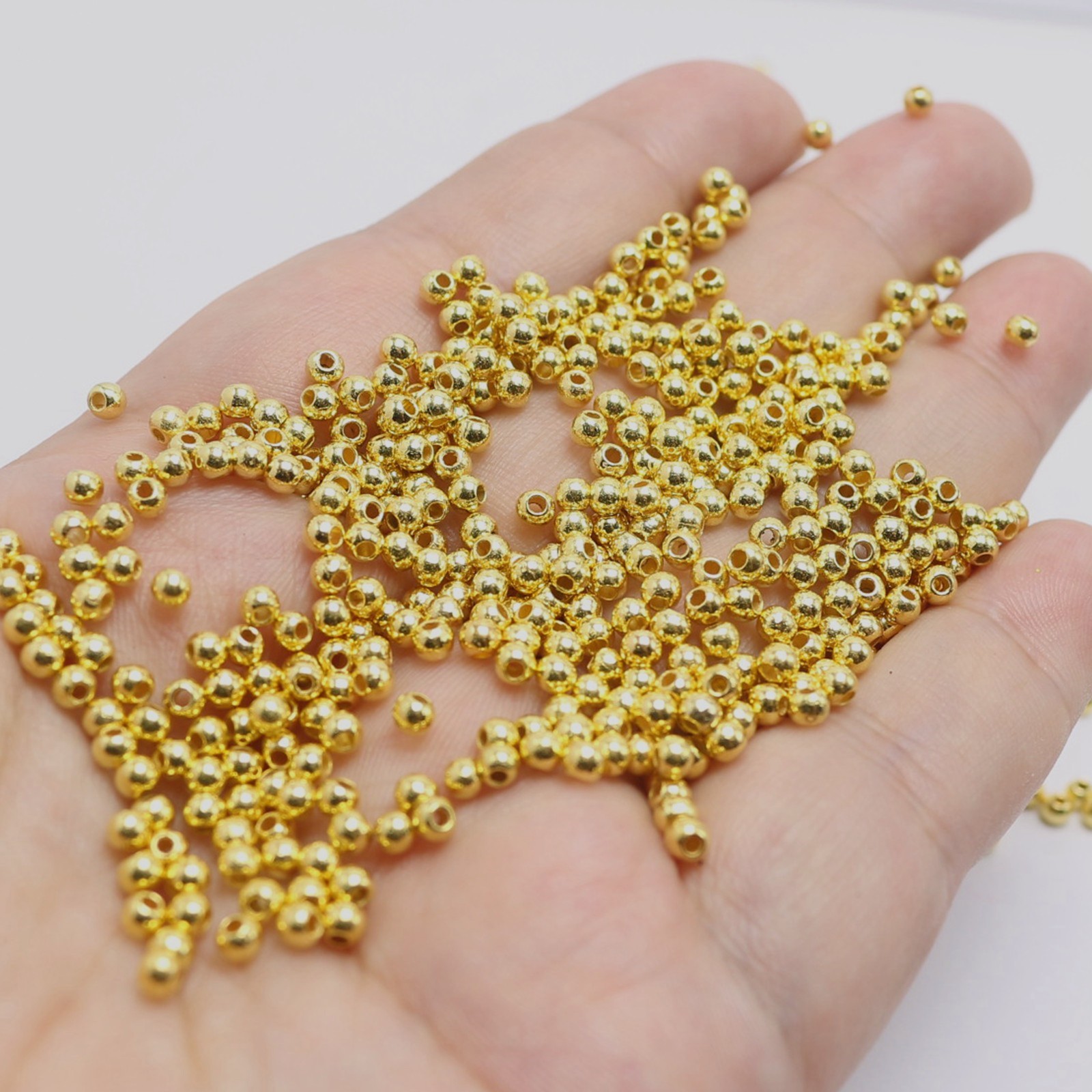 2000 Golden Metallic Acrylic Mini Smooth Round Beads 3mm Spacer Beads