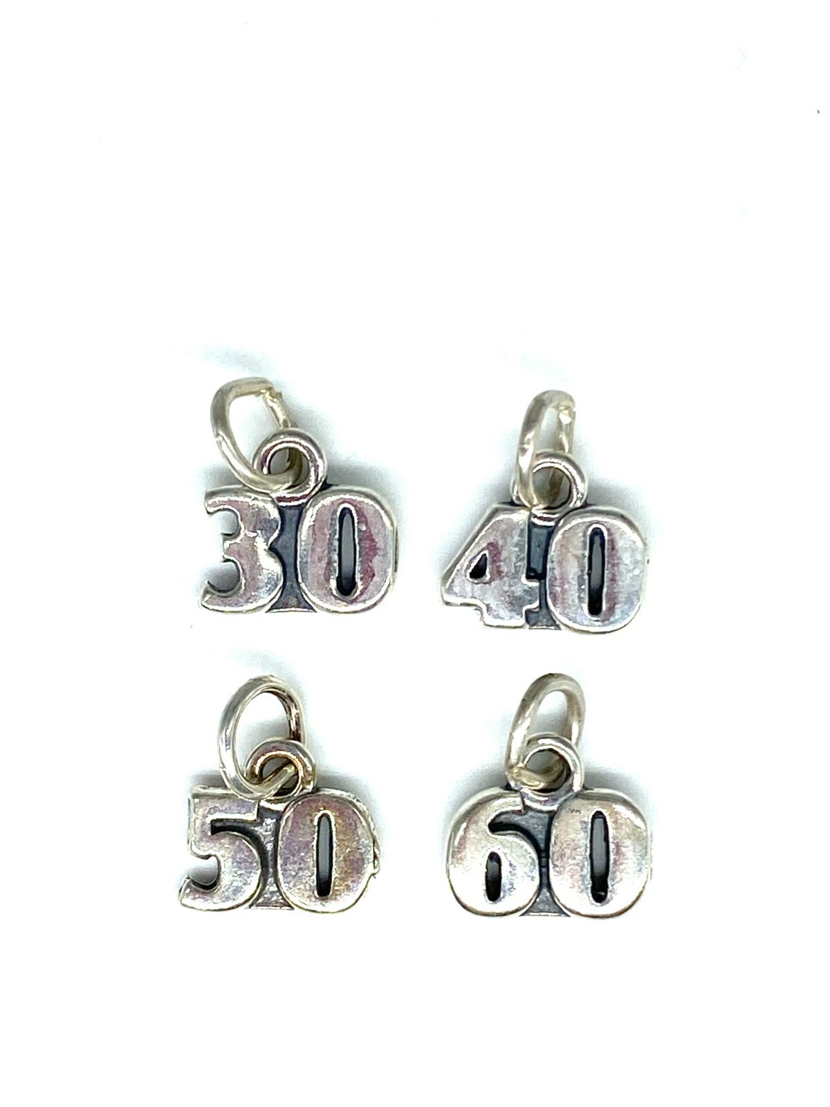 Decade Number Charm with Open Jump Ring. Sterling Silver .925 Free Shipping!!