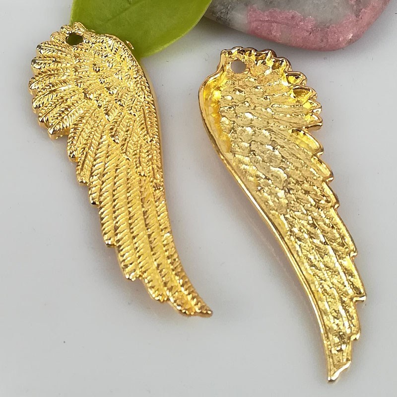 4PCS shinny gold color crafted left wing design charms EF0273-G