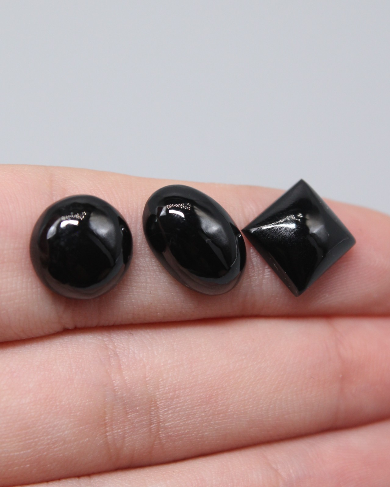 Black Spinel Natural Pleonaste Rare hand polished cabochons set Thailand