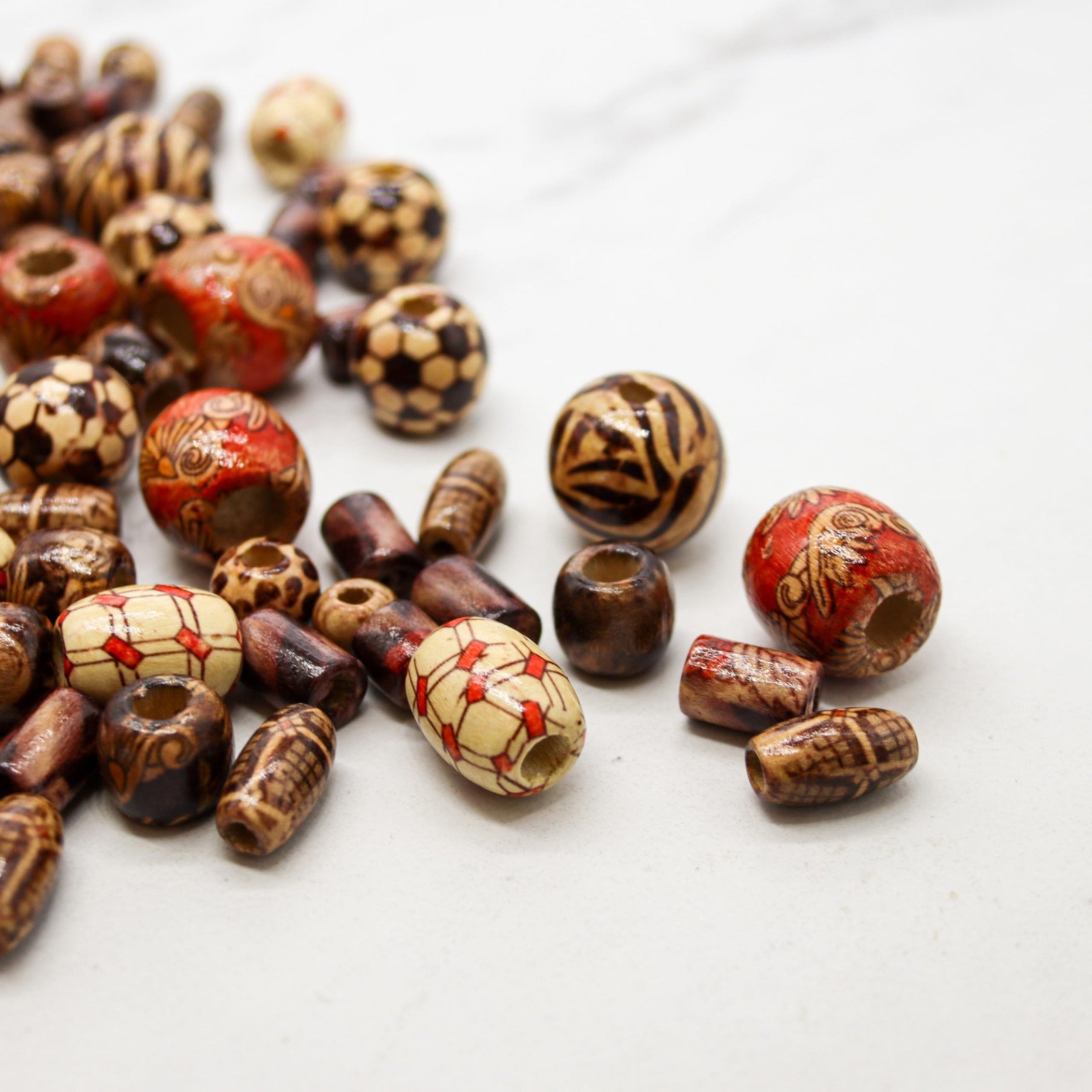 500 PCS Wooden Beads for Jewelry Making Adults, Painted Assorted African