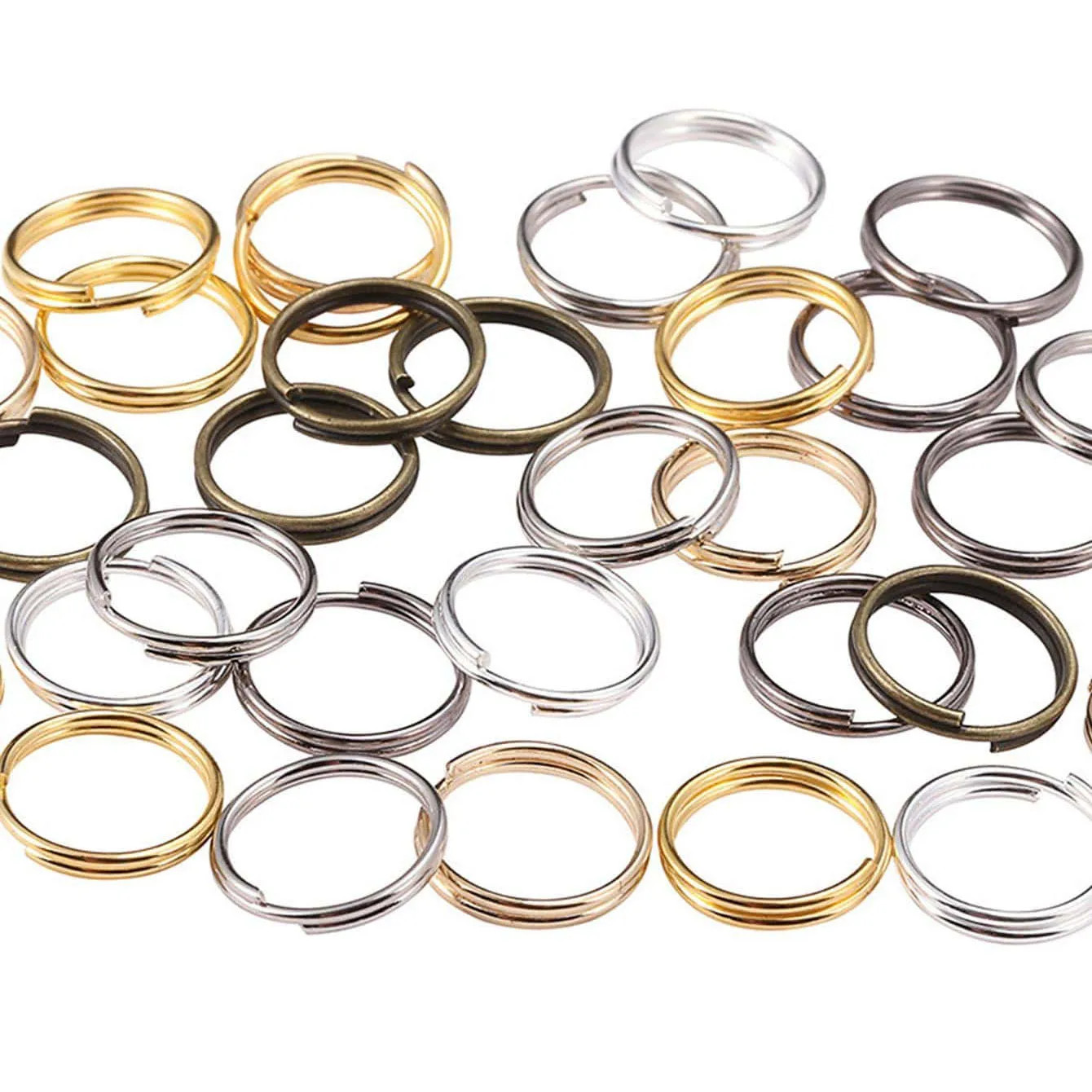 50-200PCS 4-20Mm Open Jump Rings Double Loops Gold Color Split Rings Connectors