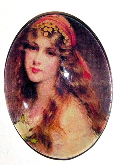 10 Vibrant Colors of 40x30mm Glass Vintage Victorian Art Deco Women Cameos Nice