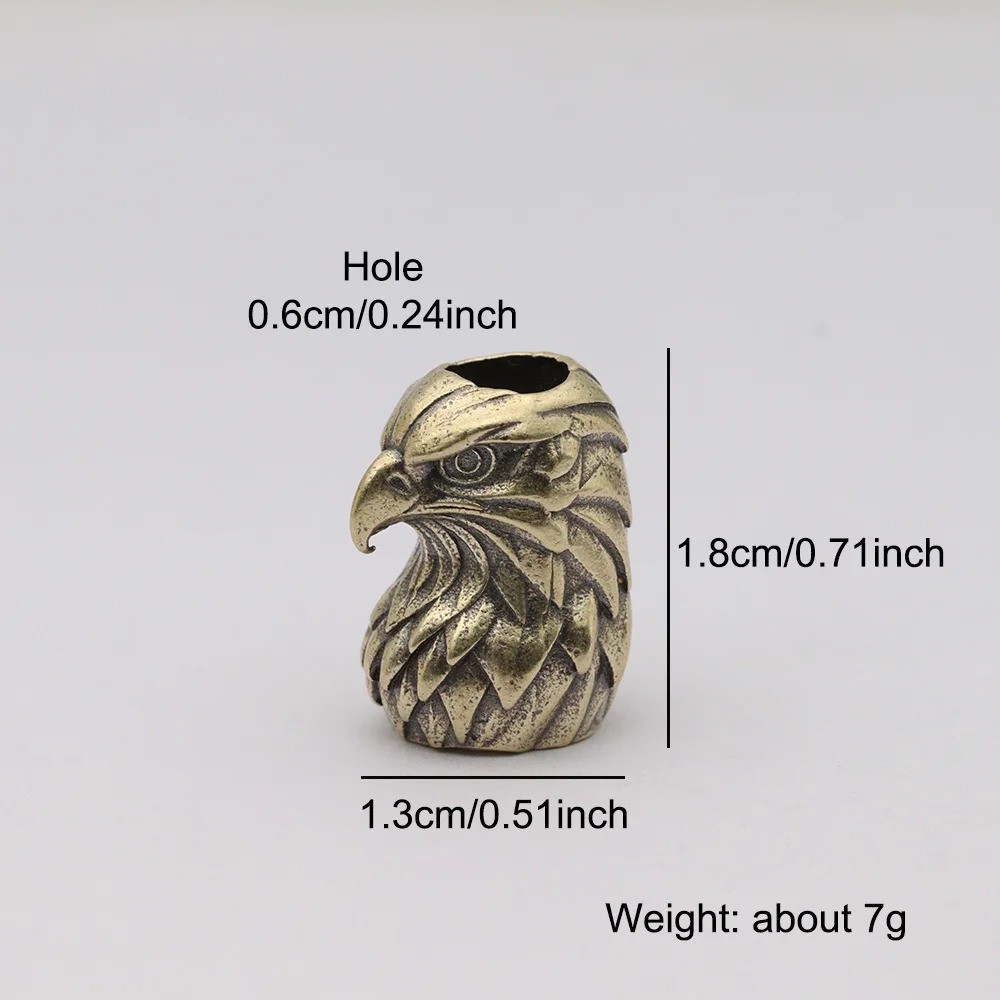 EDC Eagle Animal Head Paracord Knife Beads Lanyard Brass DIY Tools Outdoor Wavon