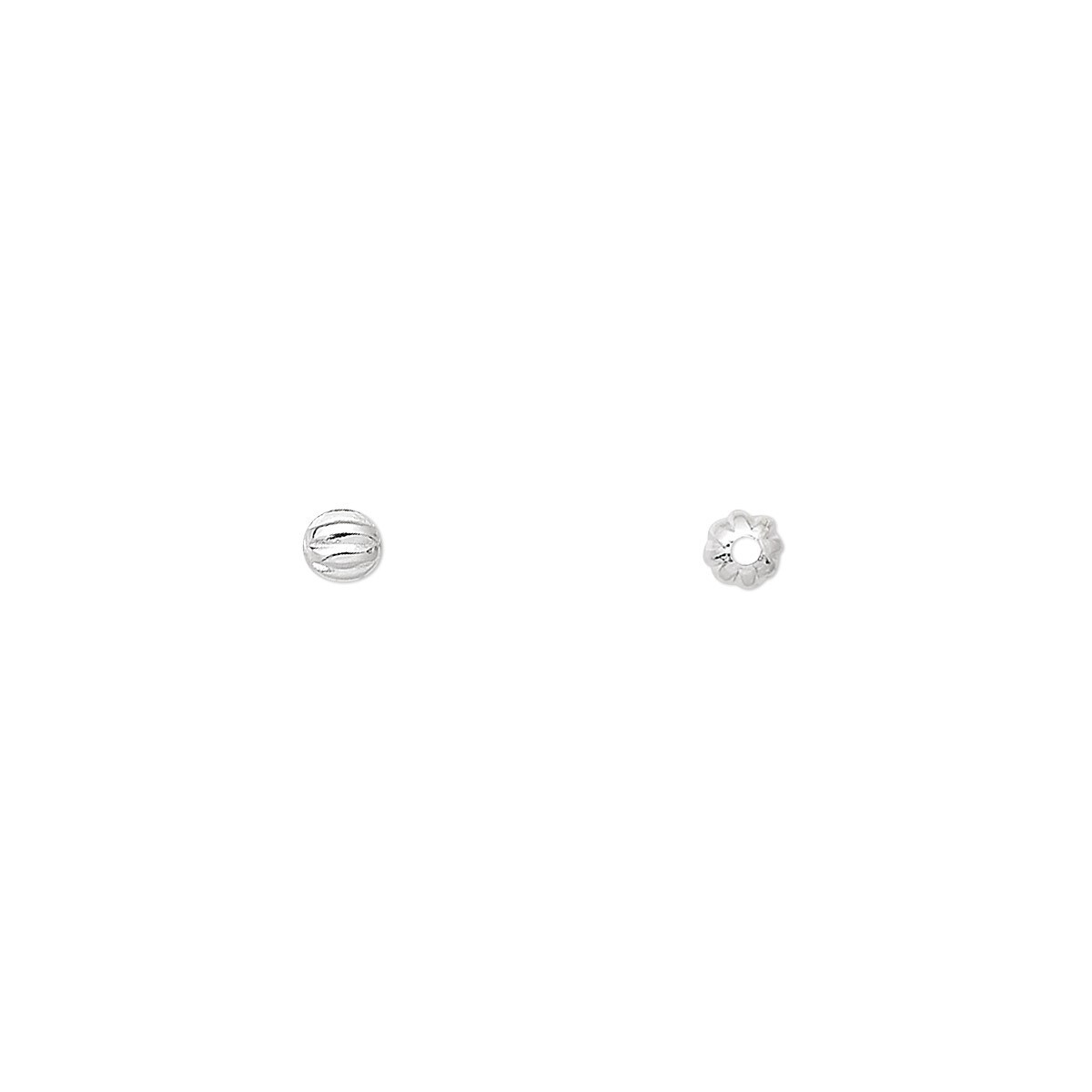 Bead, 100 Silver Plated Brass 3mm Corrugated Round Beads with 0.7mm Hole