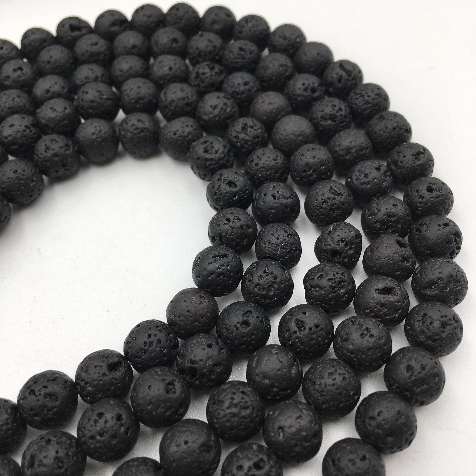 Natural Black Lava Rock Stone Round Beads 4mm 6mm 8mm 10mm 12mm 15.5″ Strand