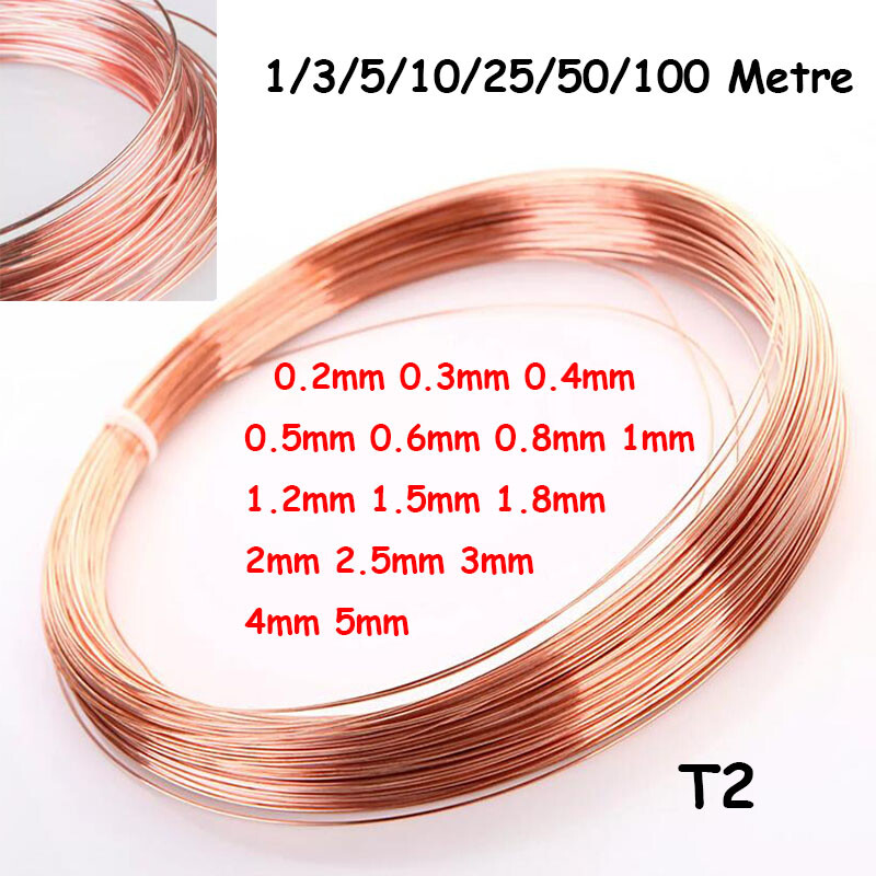 Copper Wire 0.2mm 0.3mm 0.4mm 0.5mm 0.6mm 0.8mm 1mm 2mm to 5mm Round Solid Bare