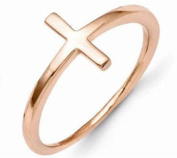 Sideways Cross 925 Sterling Silver Band Minimalist Regular Wear Ring For Him