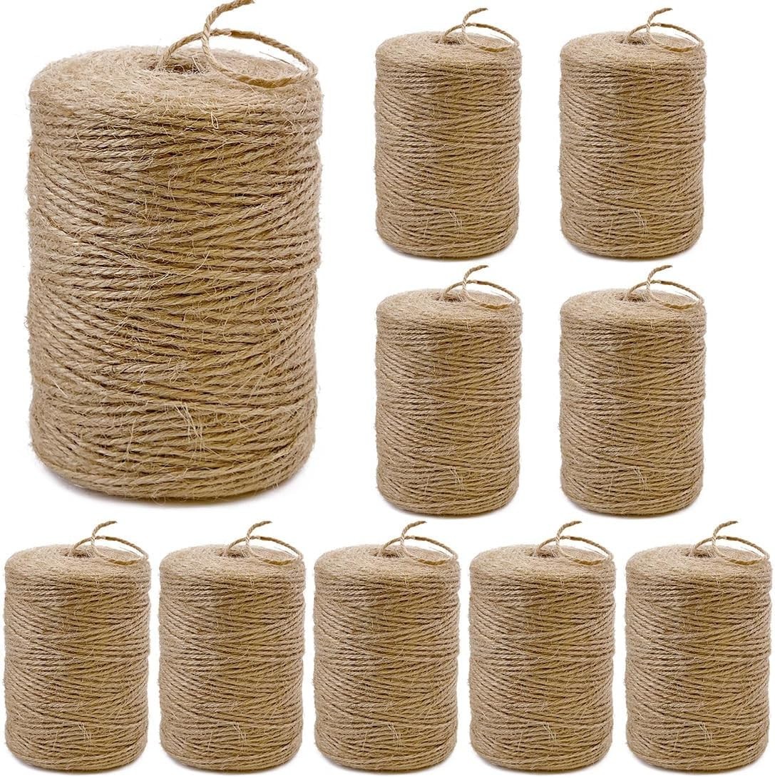 10Pack 2mm Natural Jute Twine String 8000 10 Pcs, ( * 800 Feet ) / Pc