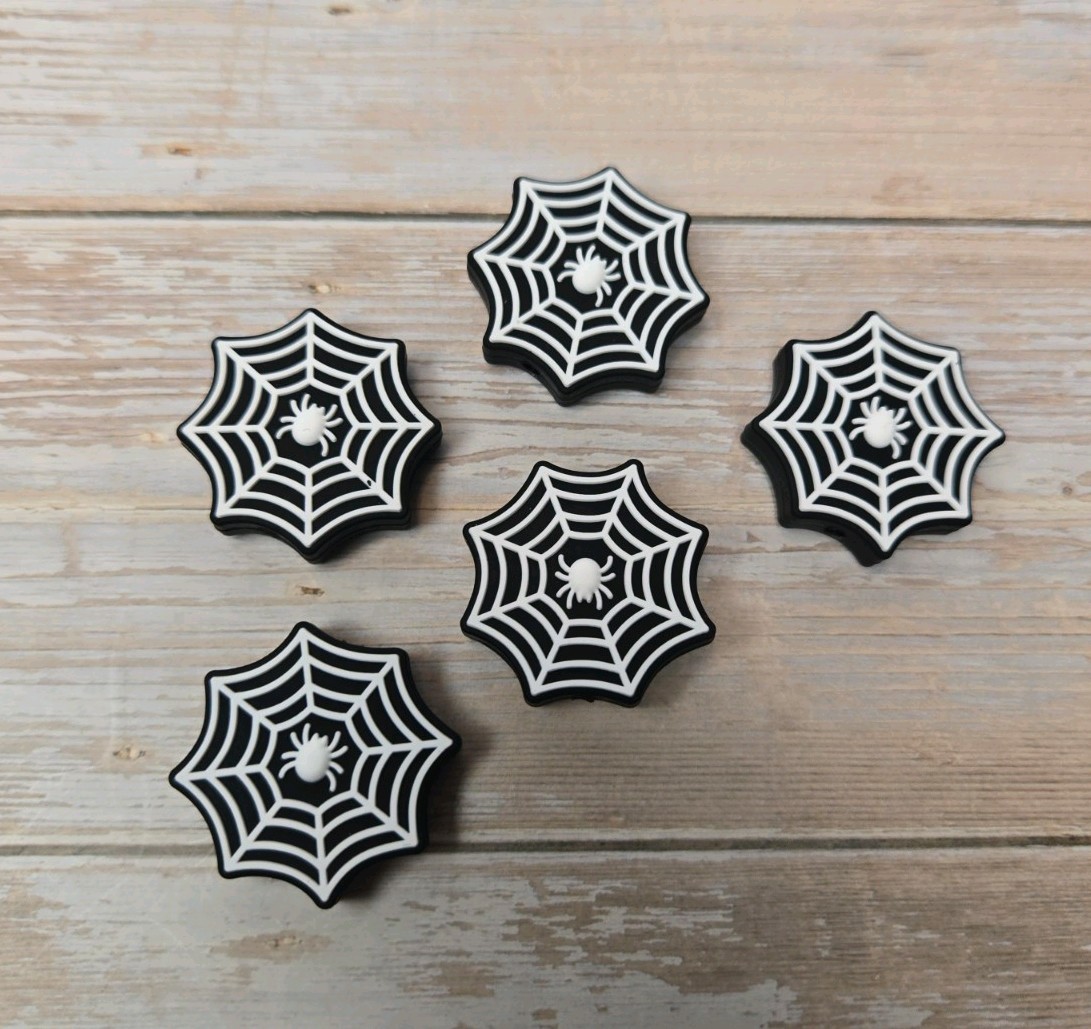5 pcs Halloween Spider Web Silicone Focal Beads For DIY