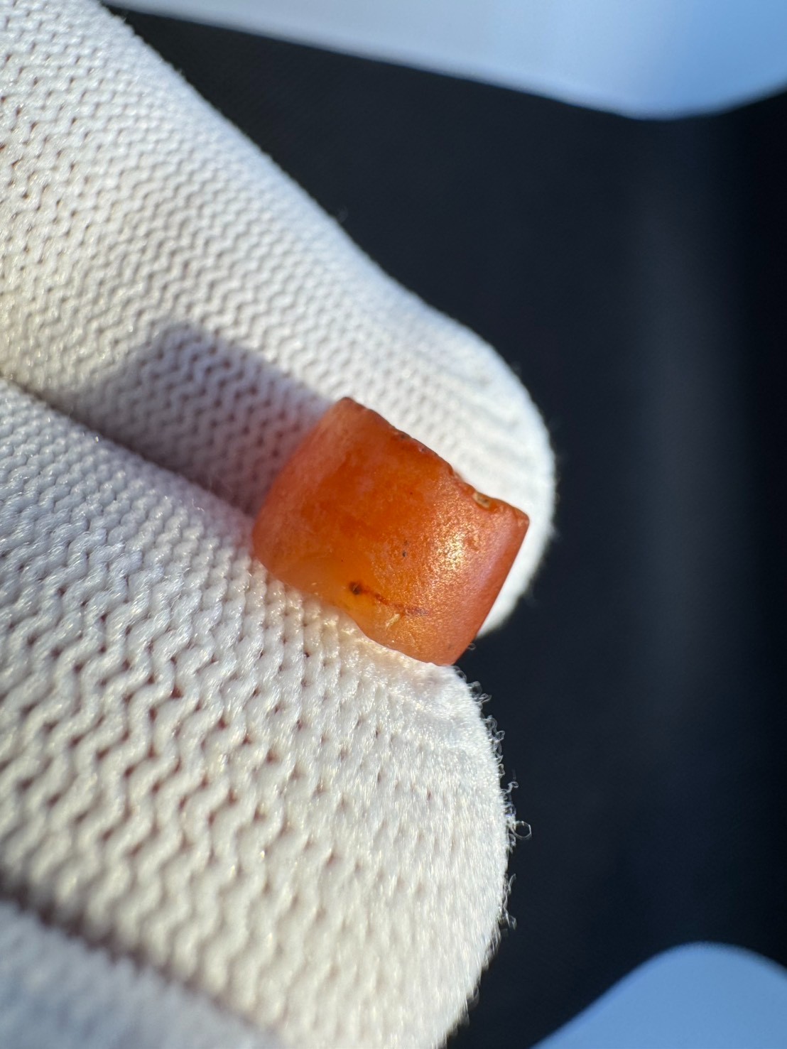 Western Zhou Red Agate Barrel Bead Ancient Chinese Antique Stone Bead