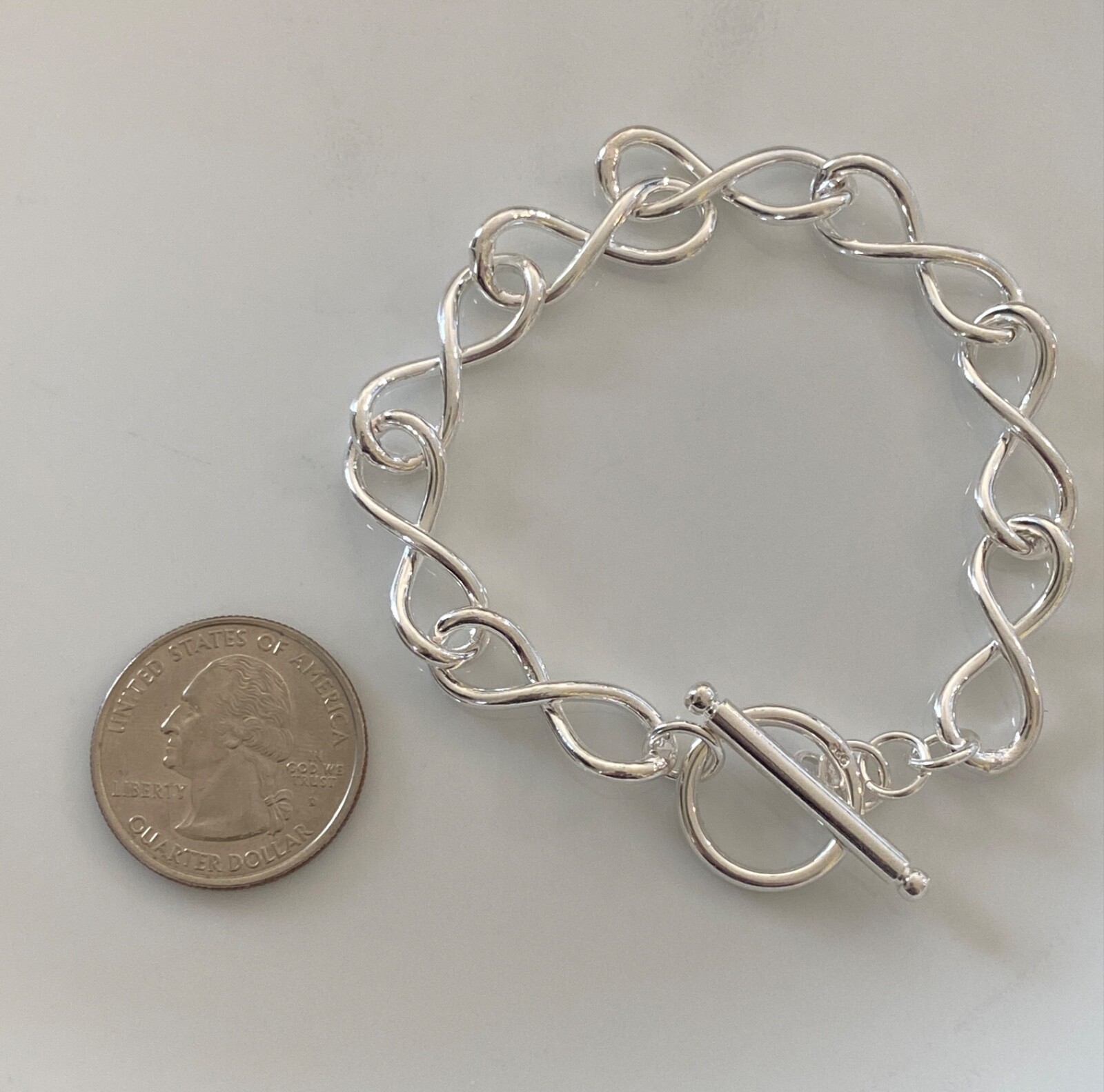 Sterling Silver 925 Figure 8 Toggle Clasp Bracelet Choose Size Jewelry Base