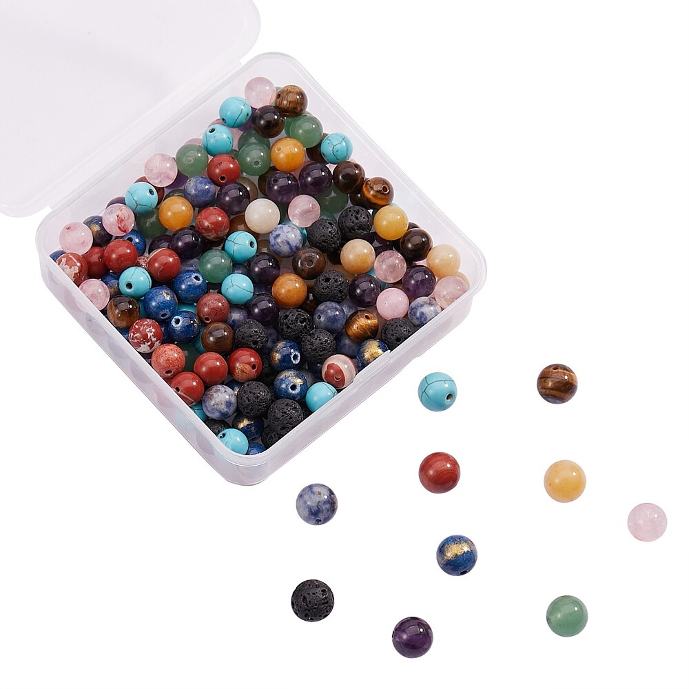 200x Gemstone Round Loose Crystal Spacer Beads Stone for DIY Jewelry Making