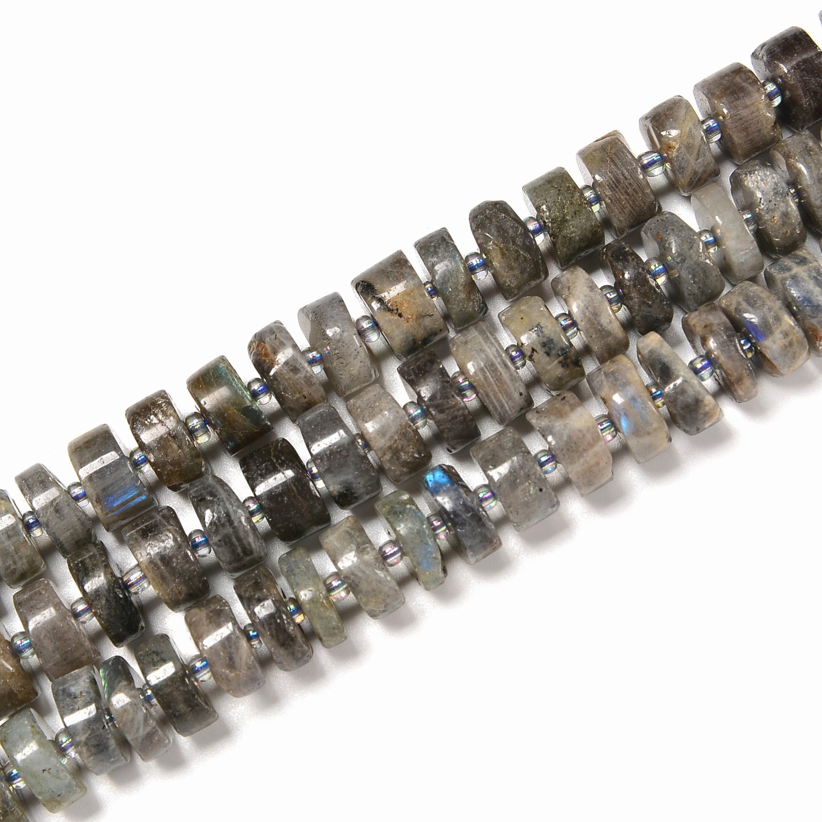 Natural Labradorite Rondelle Wheel Disc Beads Size 11-12mm 15.5” Strand