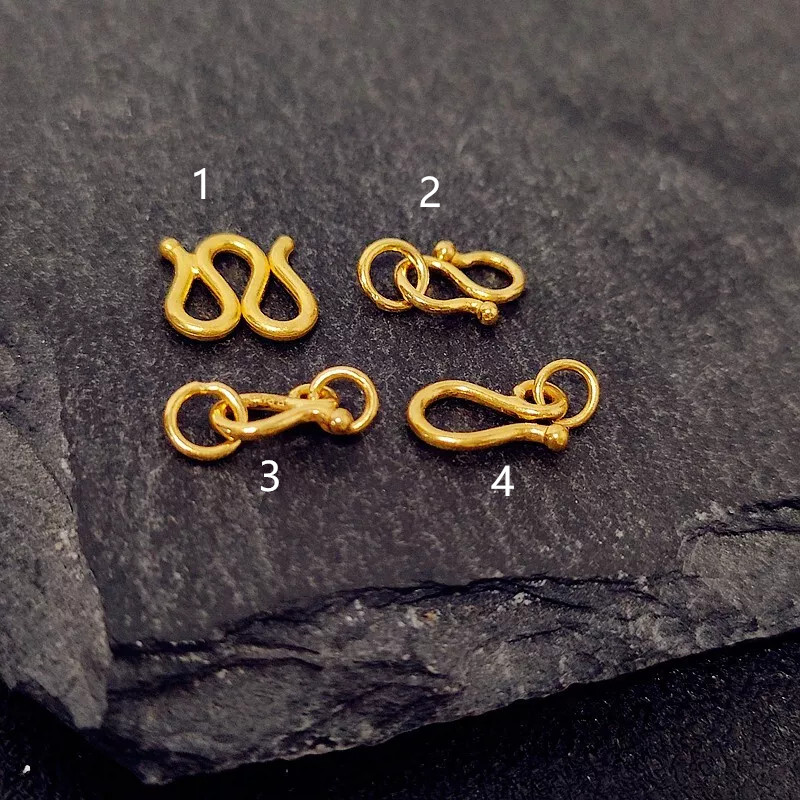 1pcs Pure 999 24K Yellow Gold M W S Clasp Extend Connector Diy For Chain