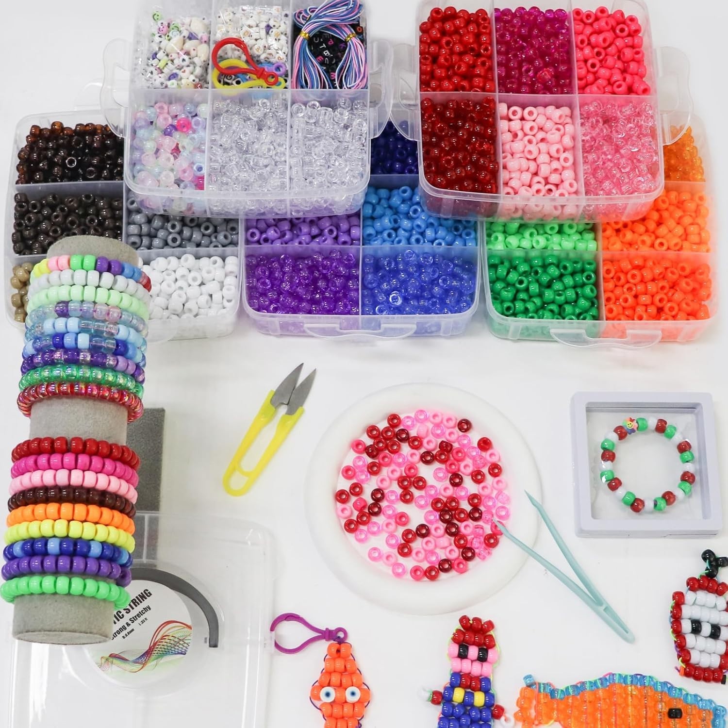 Pony Beads Bracelet Making Kit 5400PCS Alphabet Number Beads Cord Set
