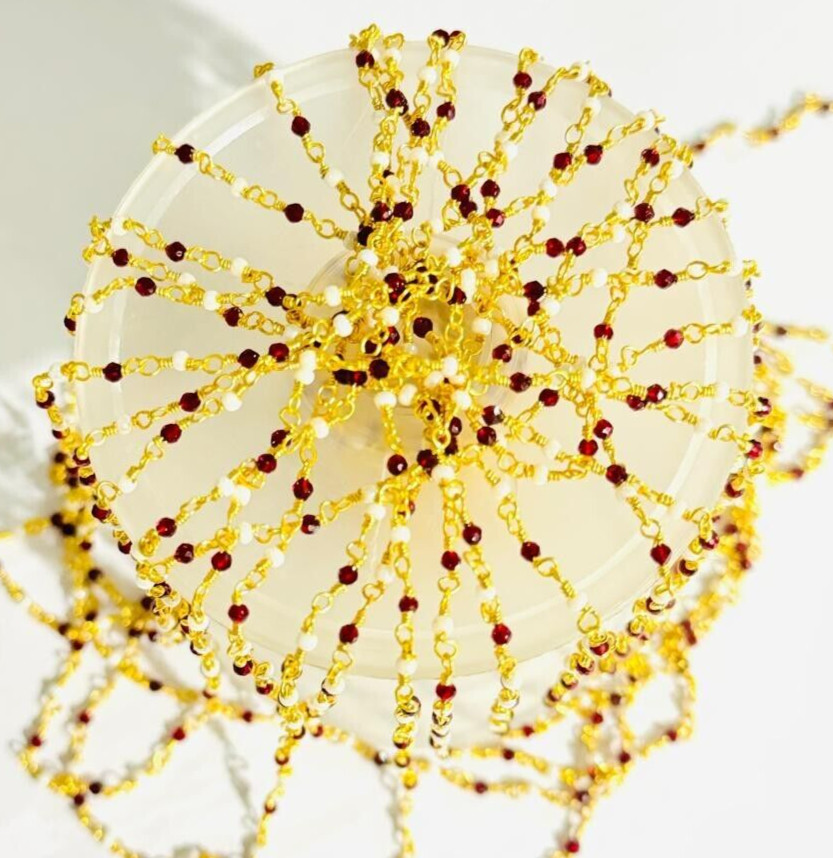 Bulk beaded jewelry making rosary, 2mm garnet hydro & pearl bead wire chain