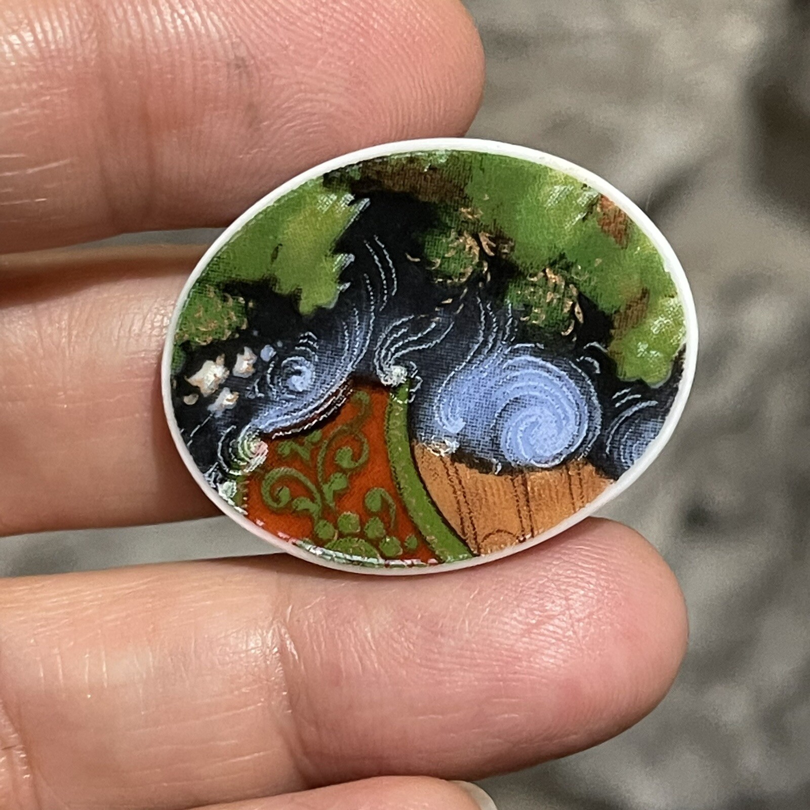 32×25.3×3.5mm Broken China Porcelain Oval Cabochon