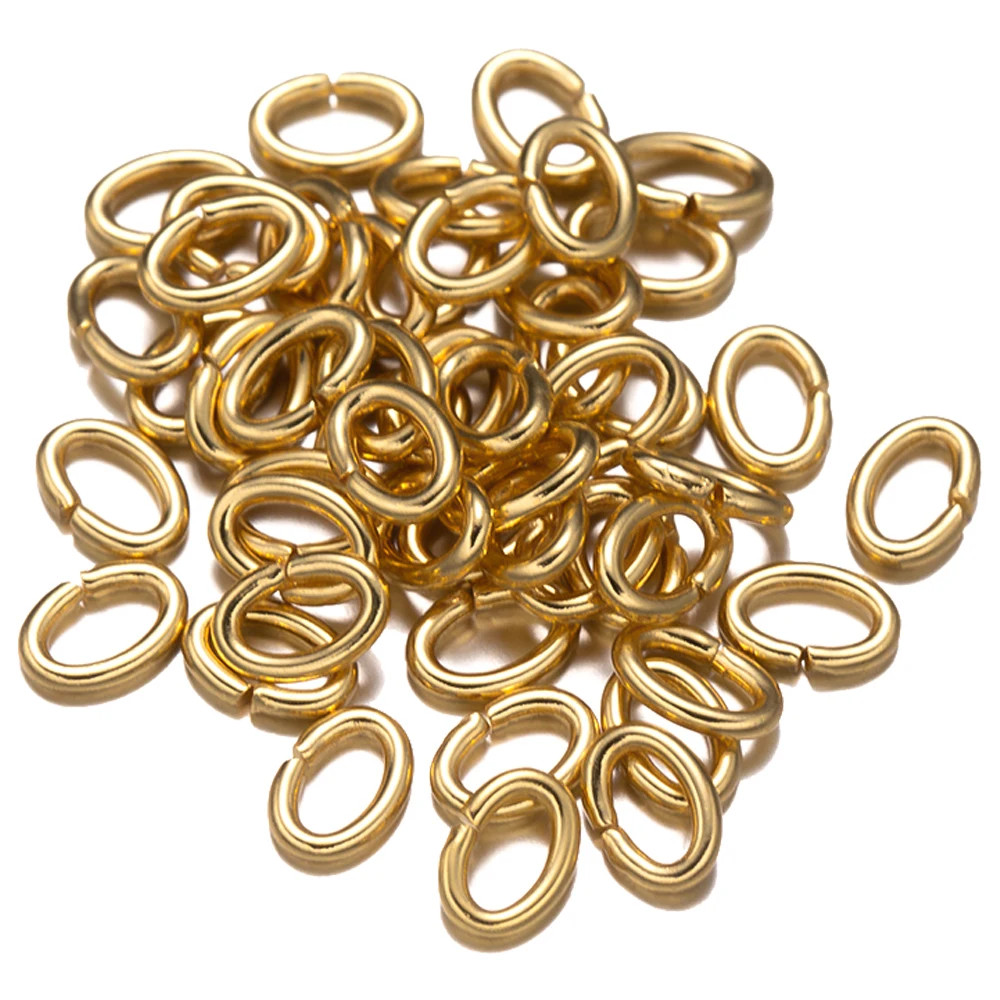50Pcs Stainless Steel Oval Jump Rings Connector Open Rings for Jewelry Making Ea