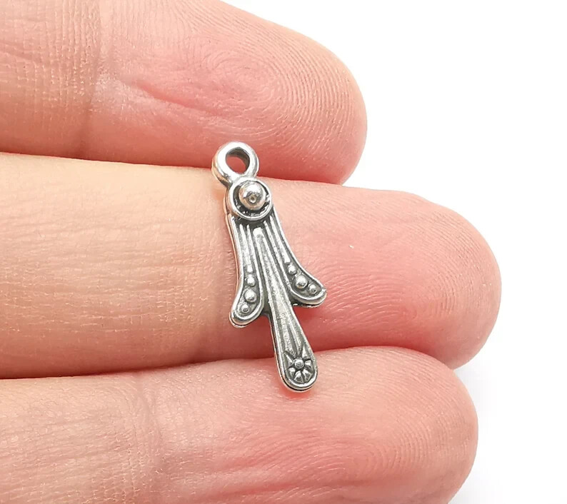 10 Pcs Silver Dangle Charms Antique Silver Plated Charms (21x8mm) G34360