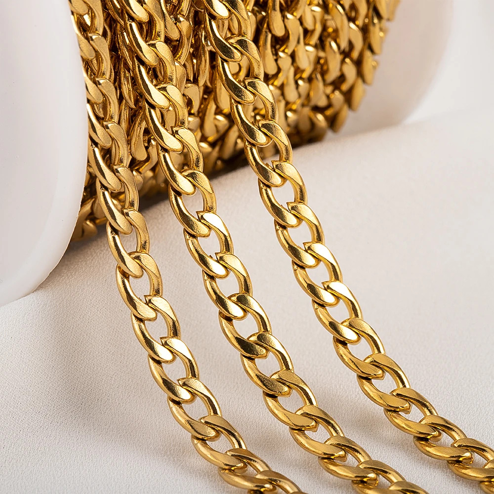 1Meter 2Meters 3-7Mm Stainless Steel Cuban Link Cable Chains for DIY Necklace Br