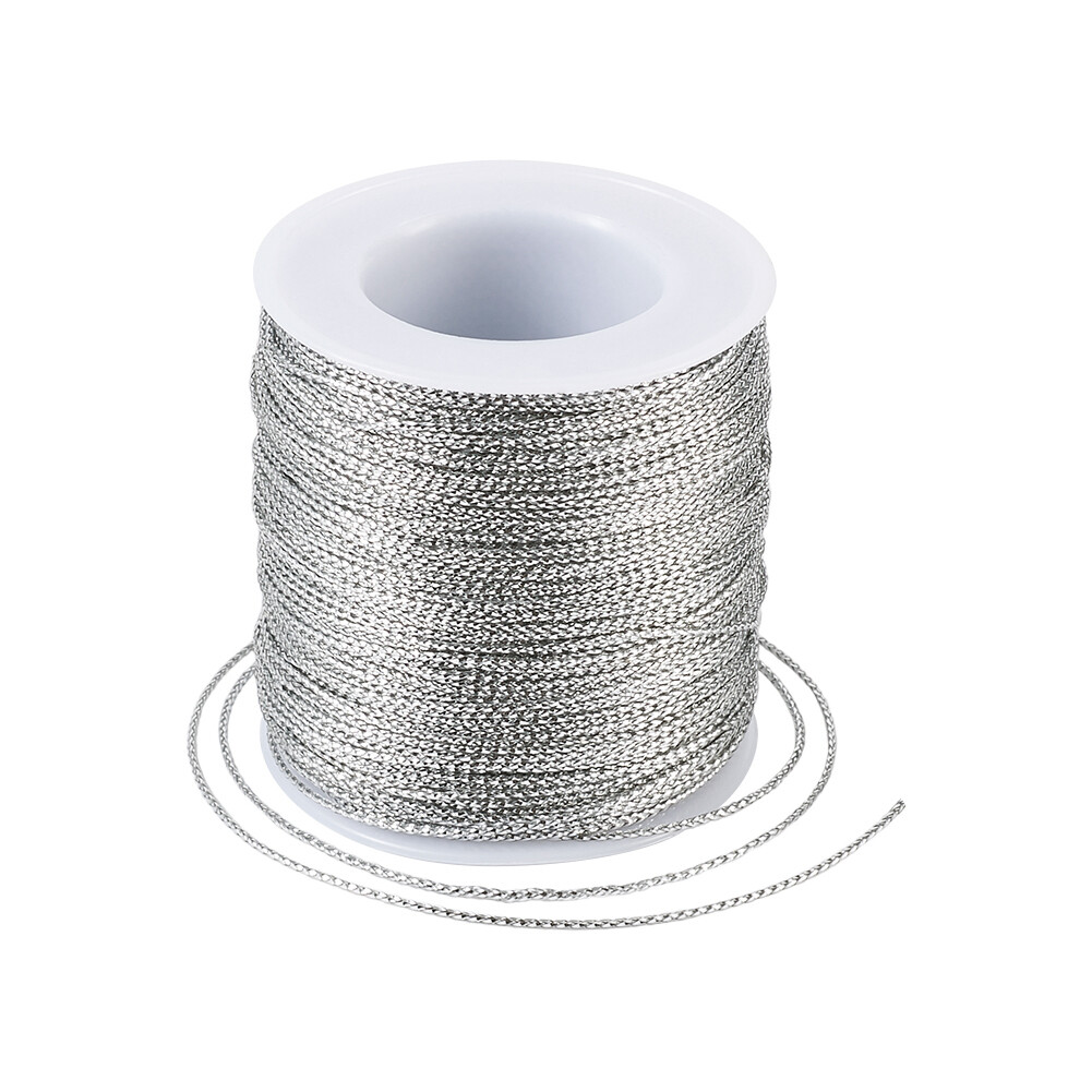 1 Roll Silver 1mm Jewelry Braided Thread Metallic Cords Jewelry Making 100m/roll