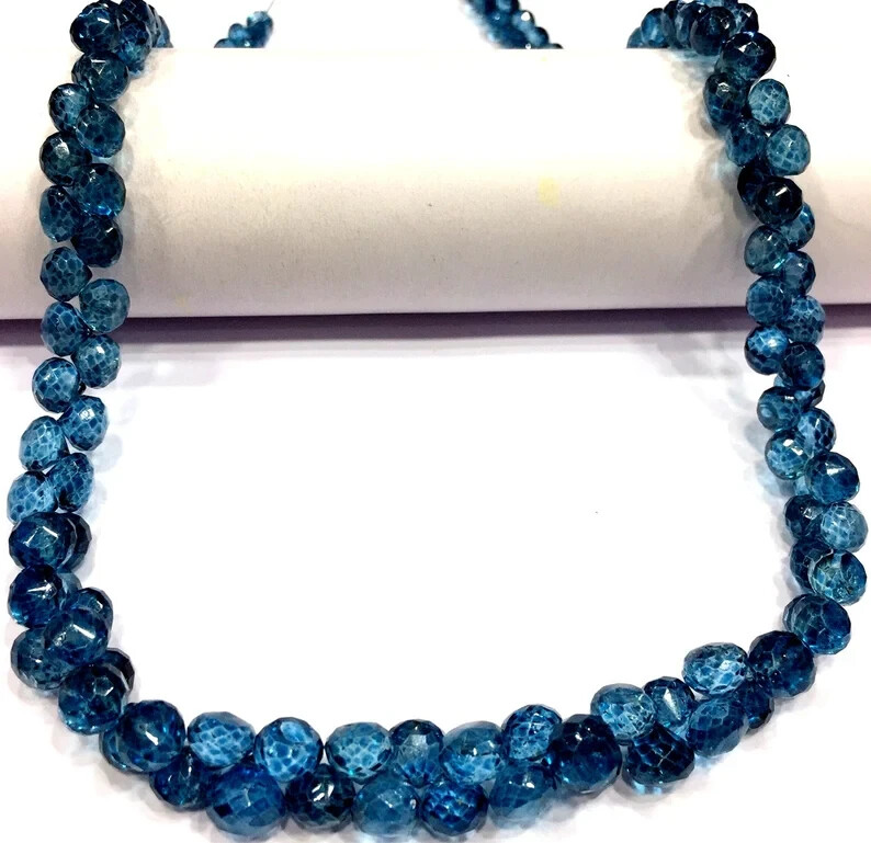 AAA QUALITY Natural London Topaz Faceted Onion Beads Briolettes Gemstone Beads.