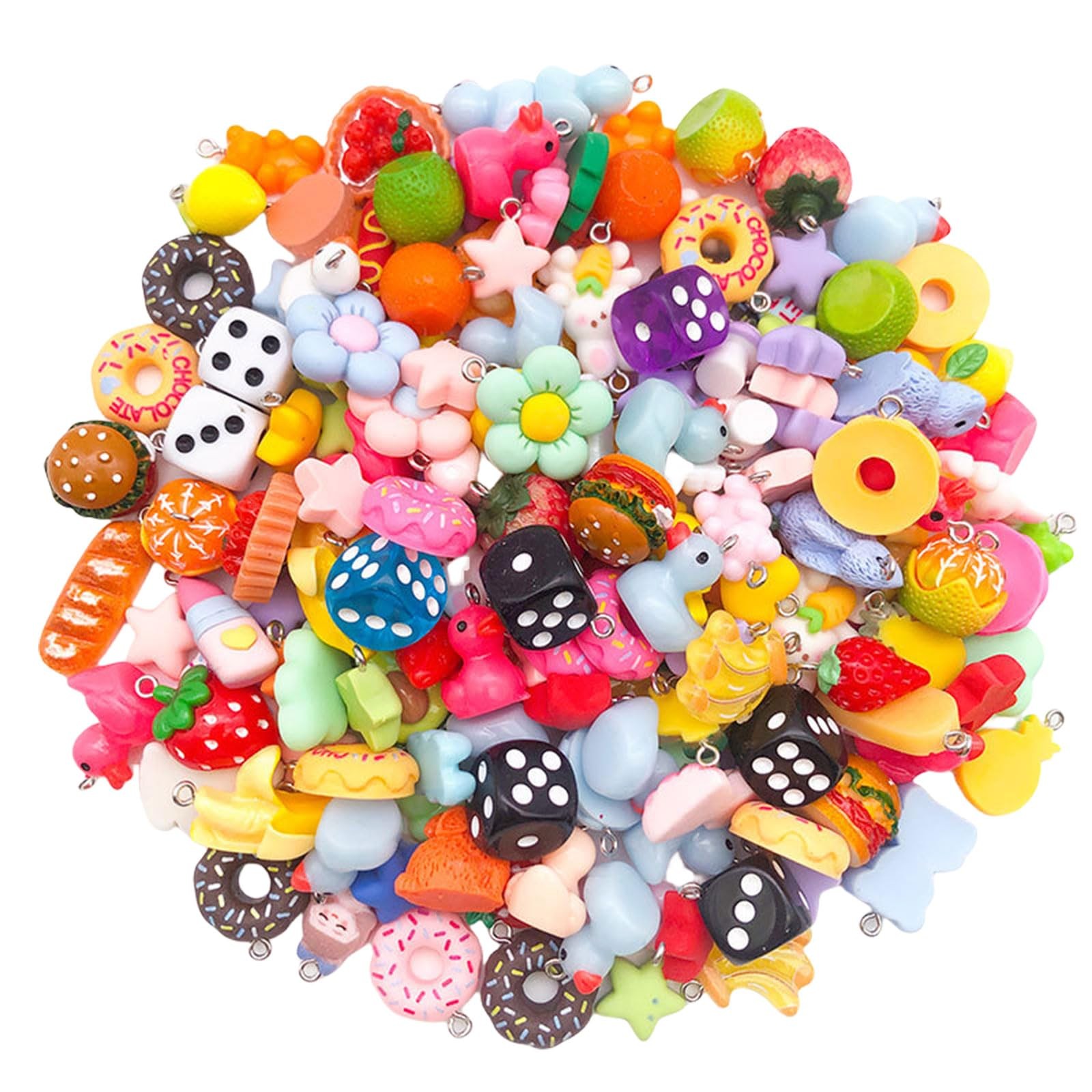 QERPON Pack of 20 Assorted Colorful Resin Charm 1-3cm, As Shown in Pictures