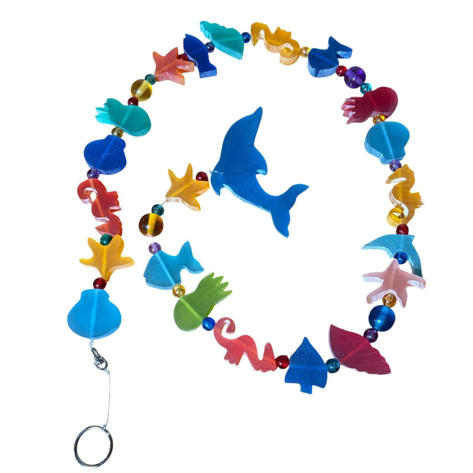 Set of 4 Strands of Epoxy Resin Beads Sea Creatures Beach Colorful 34 INCHES Ea