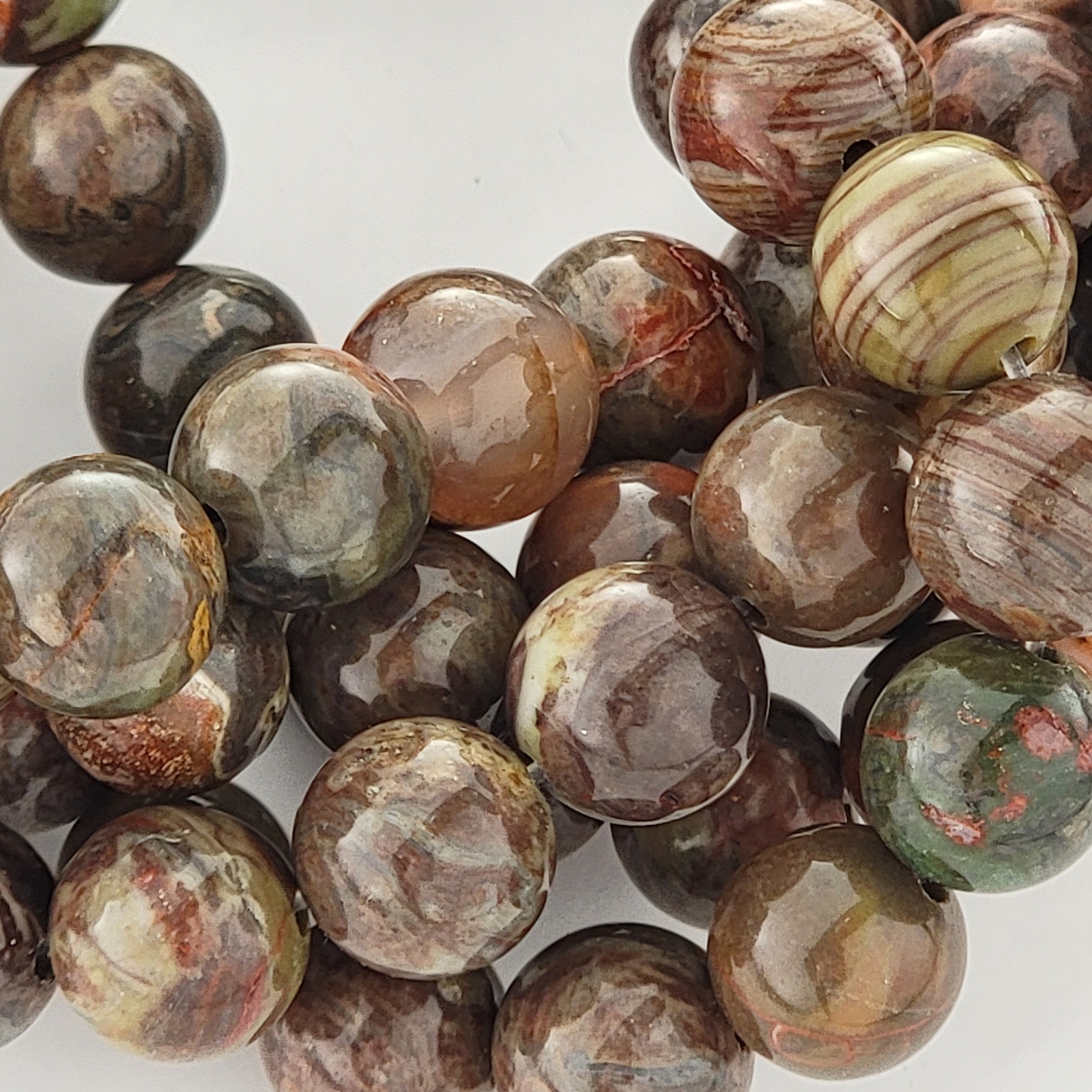 Rainforest Agate Beads Earth Tone Gemstone Natural Smooth round 6Mm 8Mm 10Mm