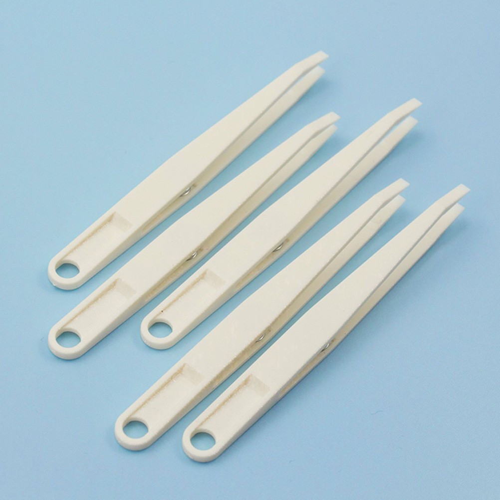 12Pcs Plastic Craft Tweezers Set Flat Tip for DIY Jewelry Stamps and Beads