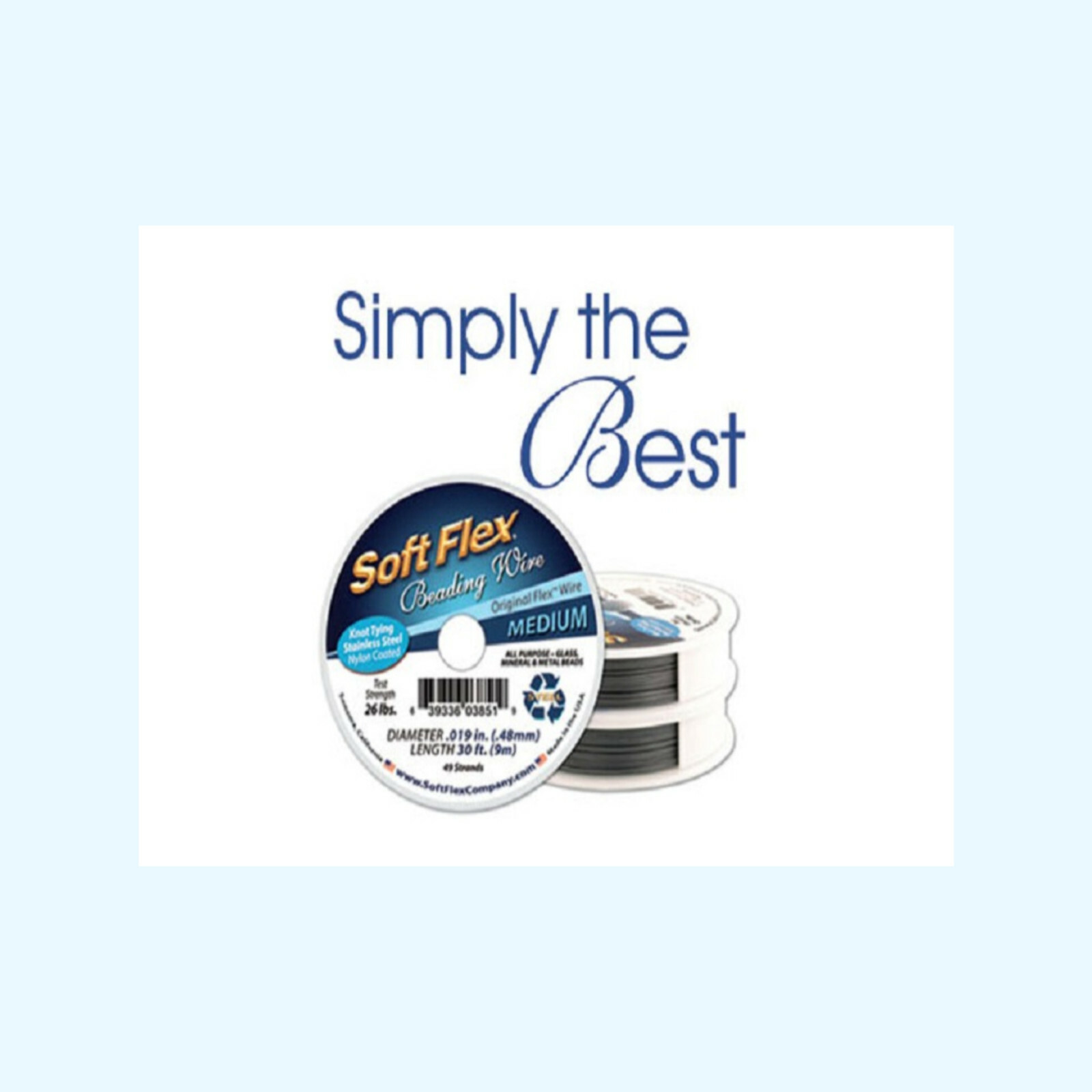 Soft Flex Beading Wire 30 ft Spool, Fine .014, Med .019, Heavy .024 Jewelry Wire