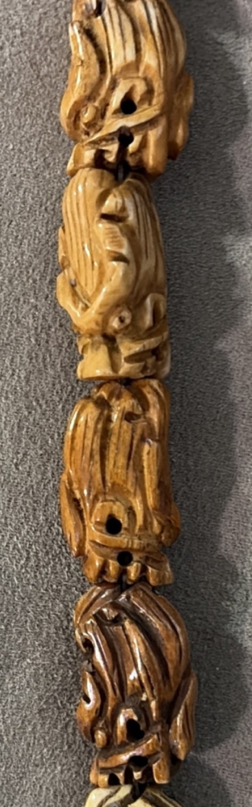 Carved Dragon Head Bone Bead Strand Jewelry Making Artisan Gothic Fantasy
