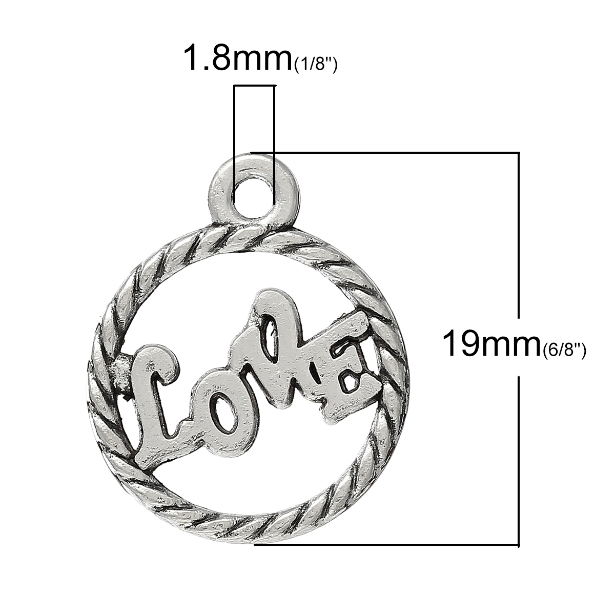 Love Charms Wholesale Antiqued Silver Plated Pendants C1521- 10, 20 Or 50PCs